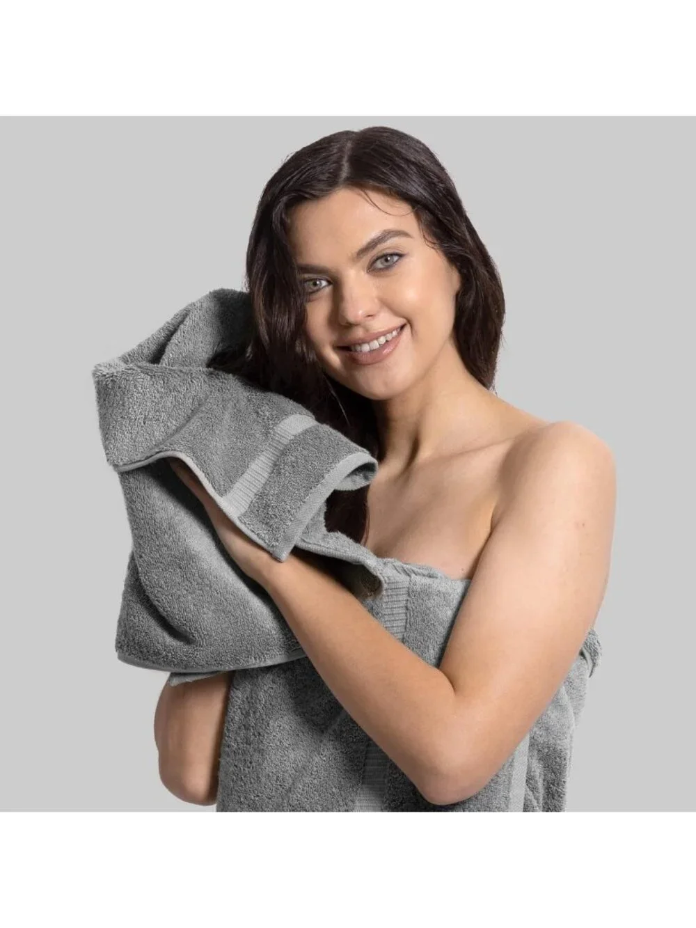 Soft 100% Cotton Hand Towels Set of 6, 16x30, Luxurious Gray Turkish Linens